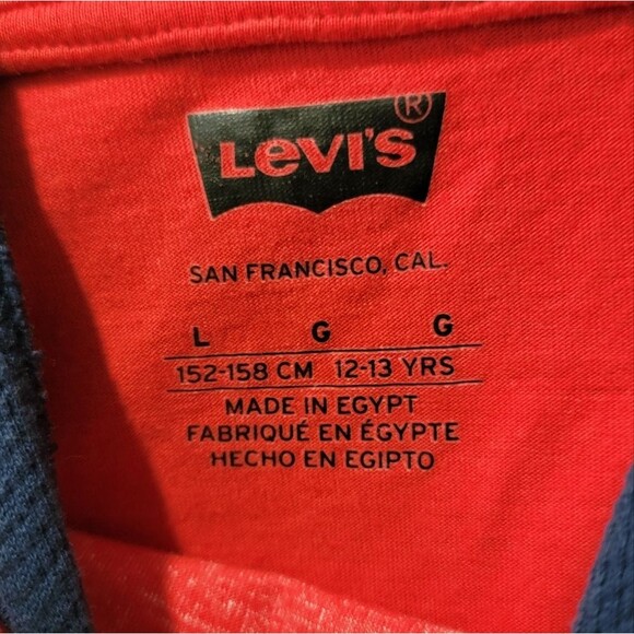 Levi's hoodie top youth size L 12-13 yrs red blue cotton long sleeves - Picture 5 of 6